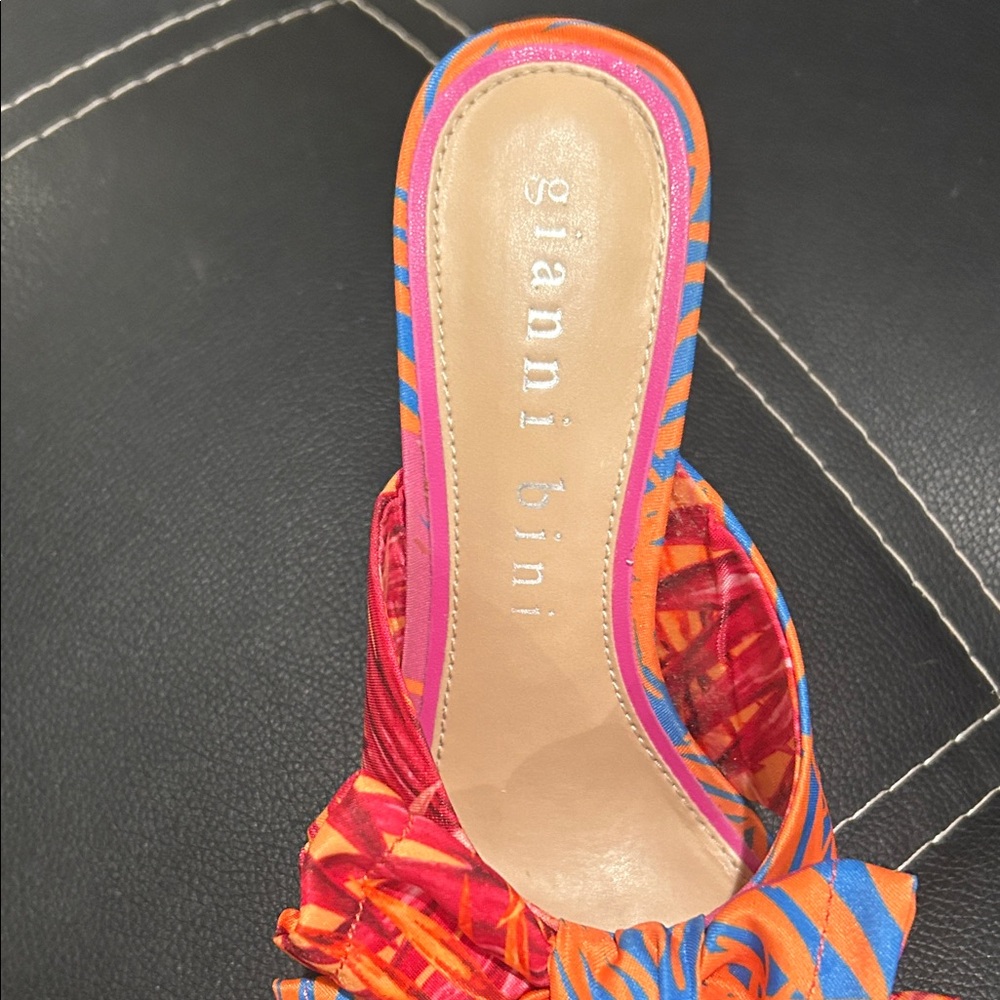Gianni Bini Vibrant Pink and Orange Mules - Picture 7 of 9